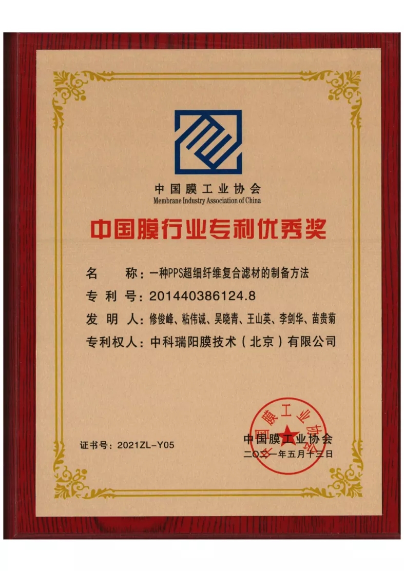 中科瑞陽榮獲“中國(guó)膜行業(yè)專利優(yōu)秀獎(jiǎng)”